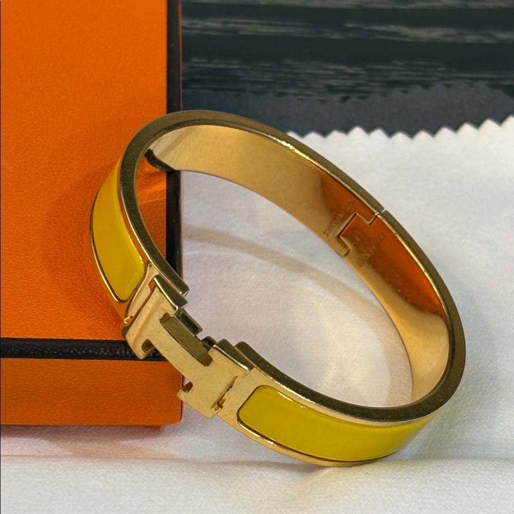 Hermes Clic H Gold and Yellow Bracelet